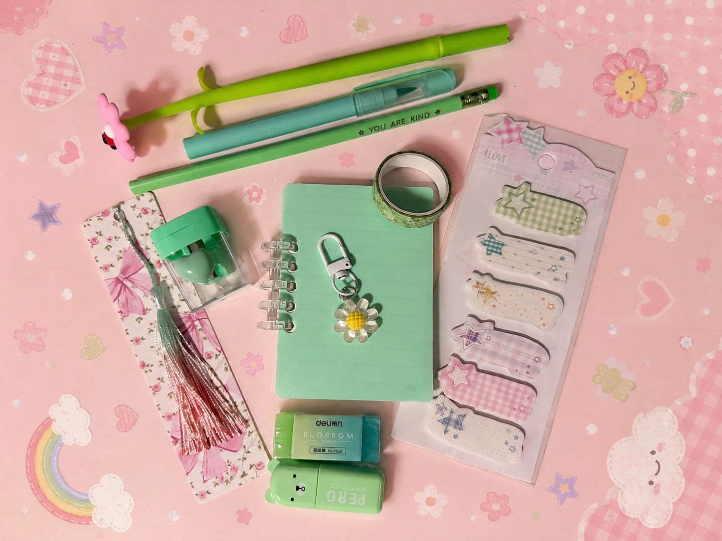 Green Bookish Stationary Bundle