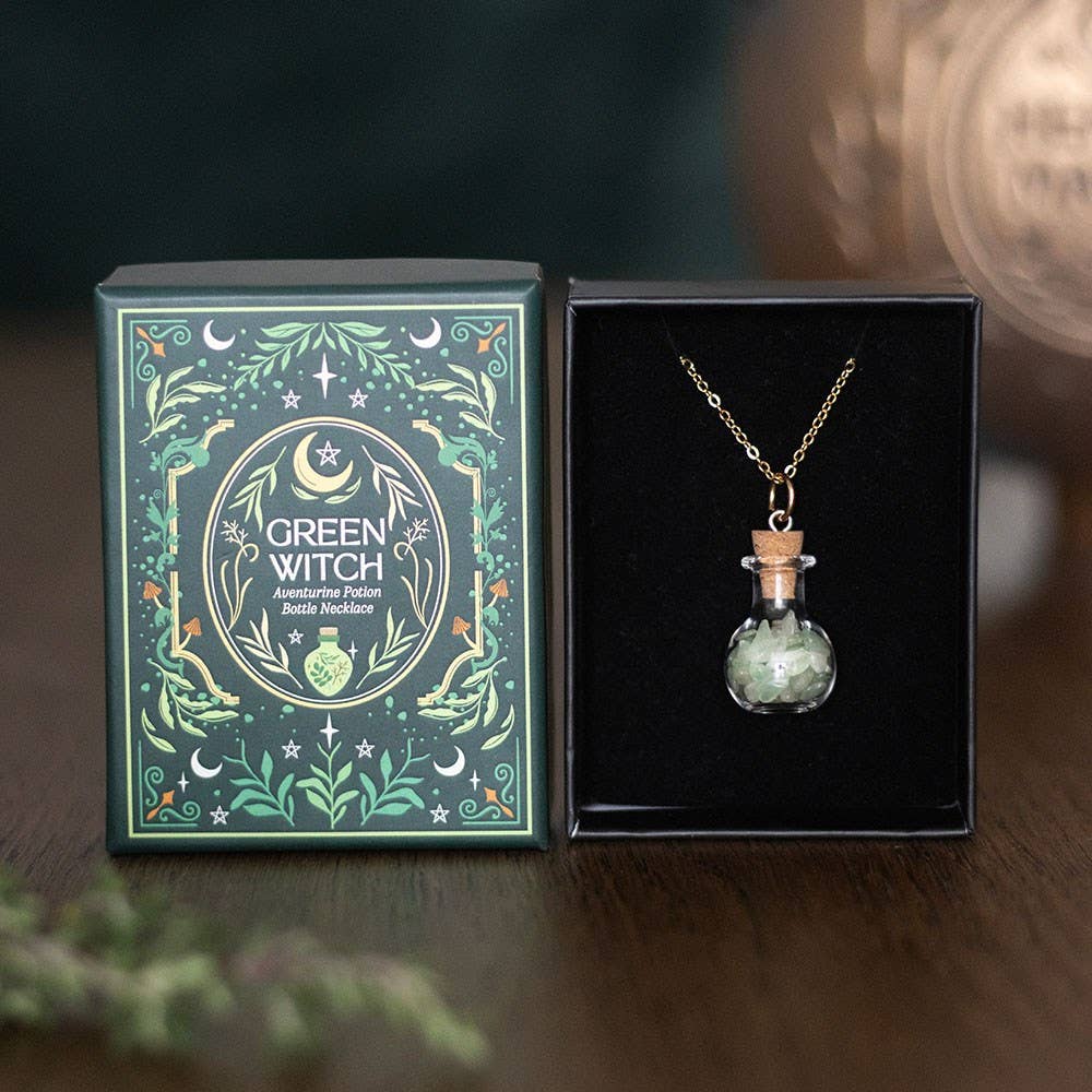 Green Witch Aventurine Potion Bottle Necklace