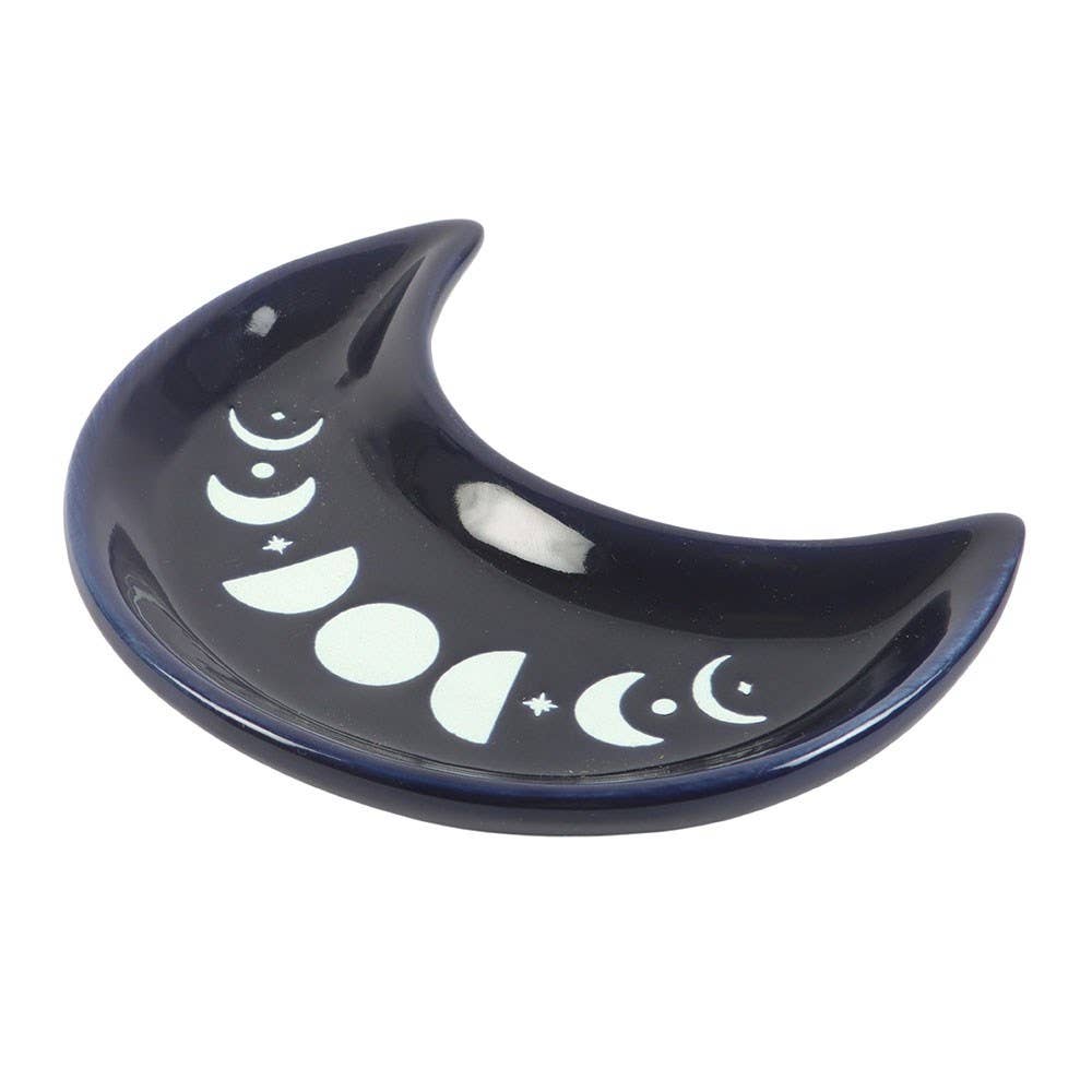 Blue Moon Phase Crescent Moon Ceramic Trinket Dish