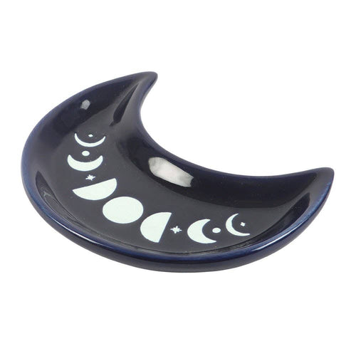 Blue Moon Phase Crescent Moon Ceramic Trinket Dish