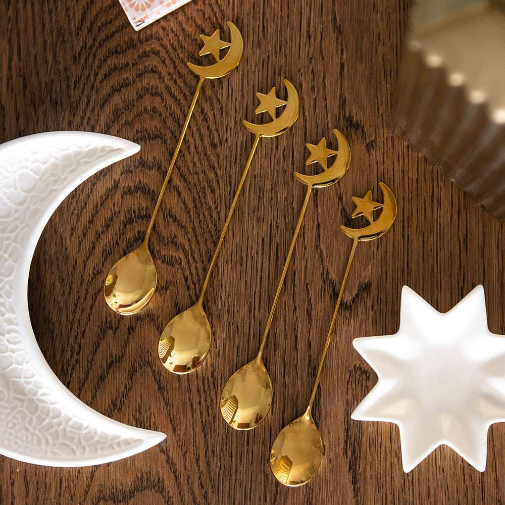Star and Moon Set of 4 Teaspoons
