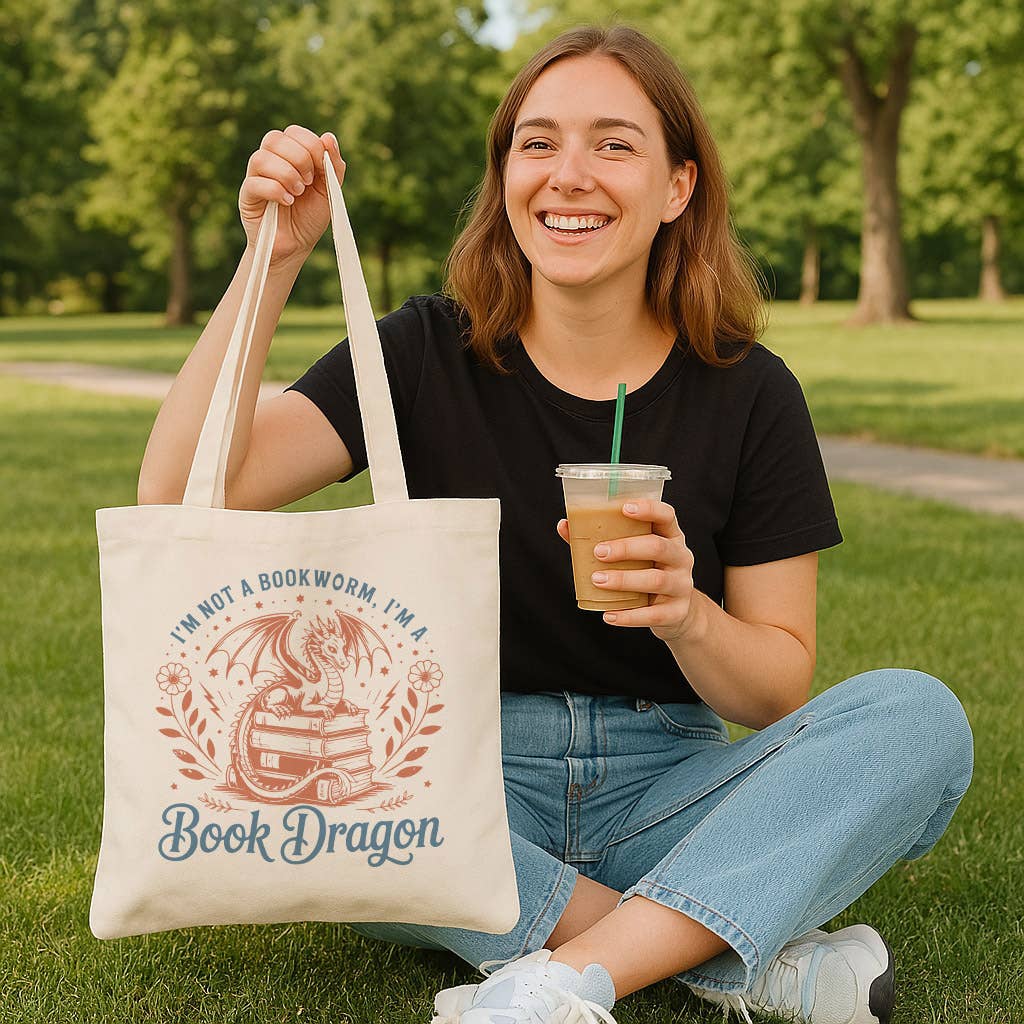 Book Dragon Book Lover Canvas Tote Bag