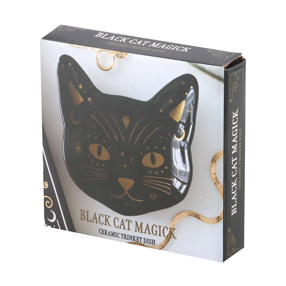 Magick Black Cat Face Trinket Dish