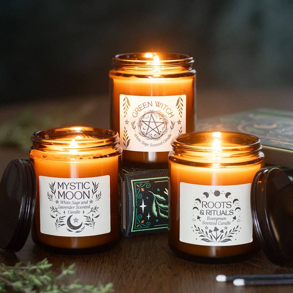 Mystic Moon Sage & Lavender Amber Glass Candle