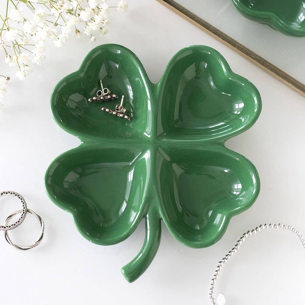 Four-Leaf Clover Ceramic Trinket Tray