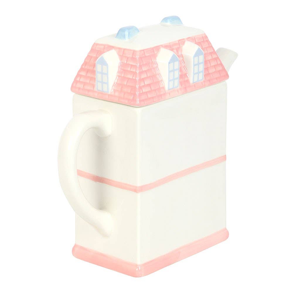 Pastel House Shaped Ceramic Teapot